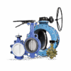 Collection of Butterfly Valves, including blue and brass variants.