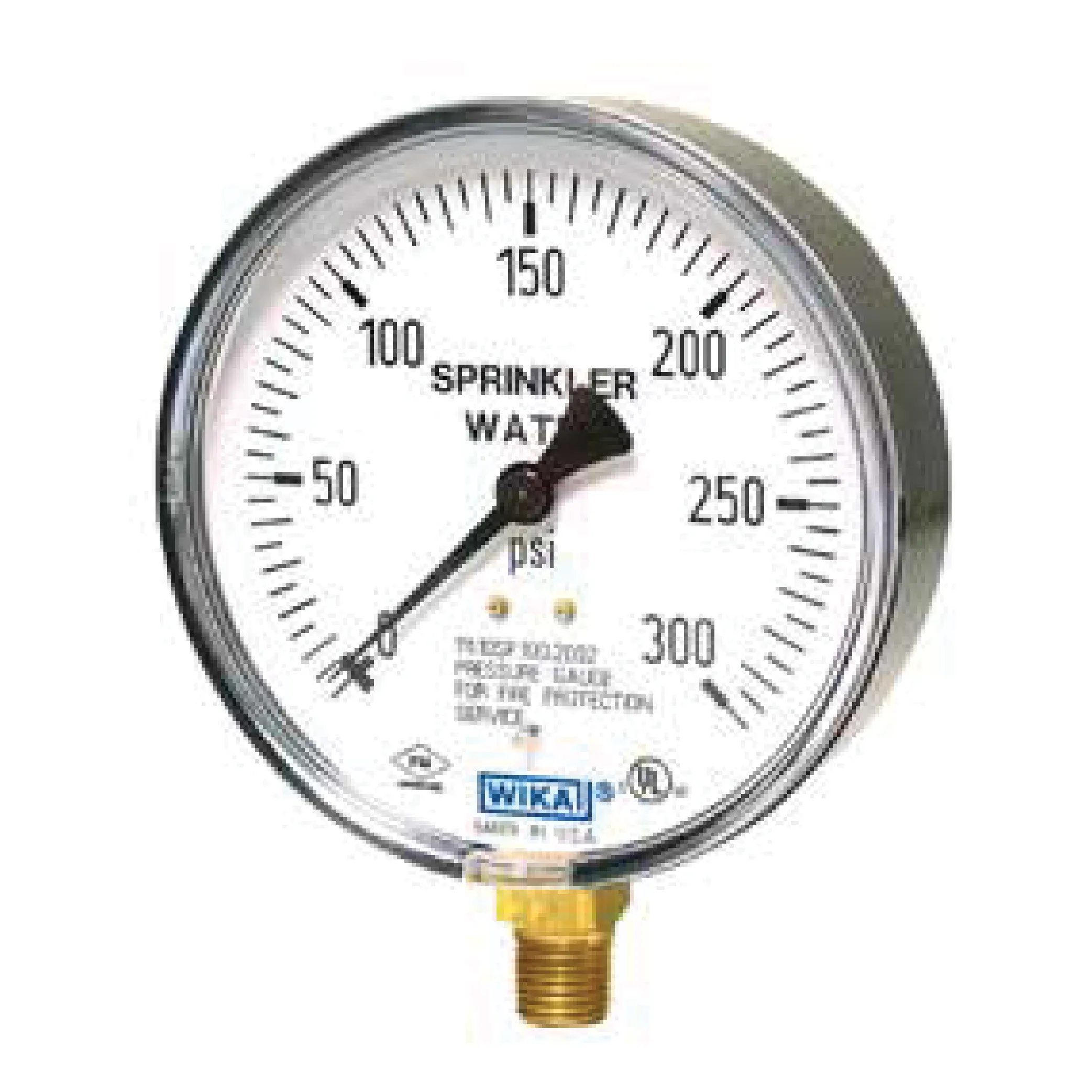 WIKA 111.10.100SP Pressure Gauge, 4-inch dial, 1/4 inch NPT bottom mount, 300 PSI