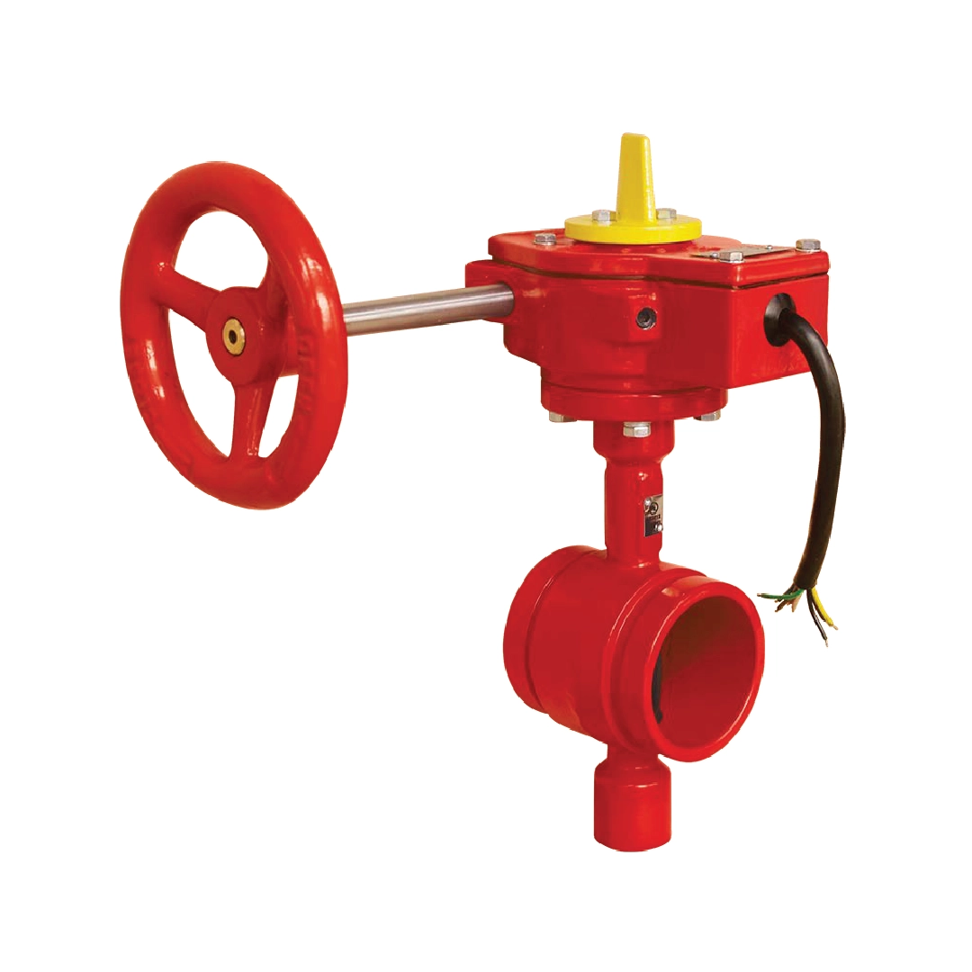Grooved ductile iron butterfly valve with tamper switch for fire protection systems