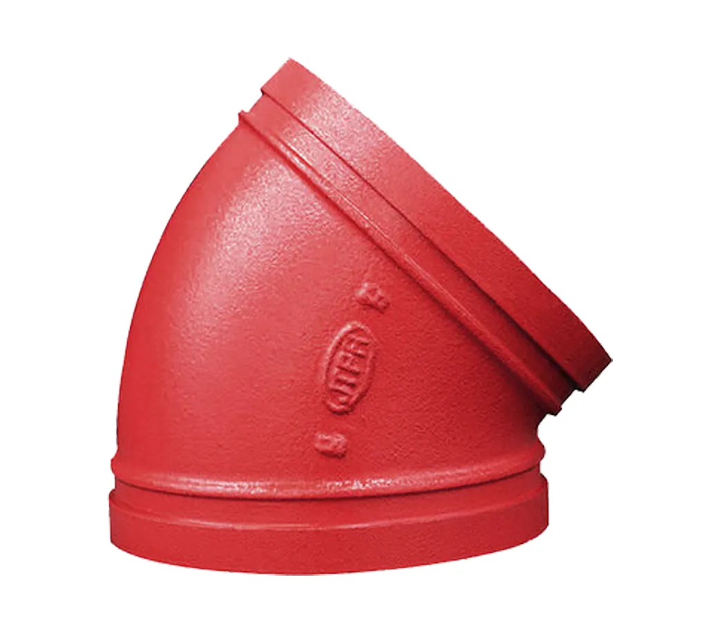 45-degree grooved elbow pipe fitting for fire sprinkler systems