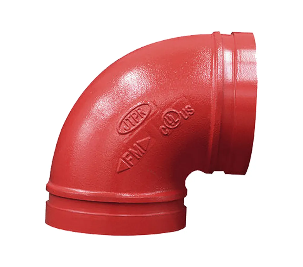 90-degree grooved elbow pipe fitting for fire sprinkler system installations